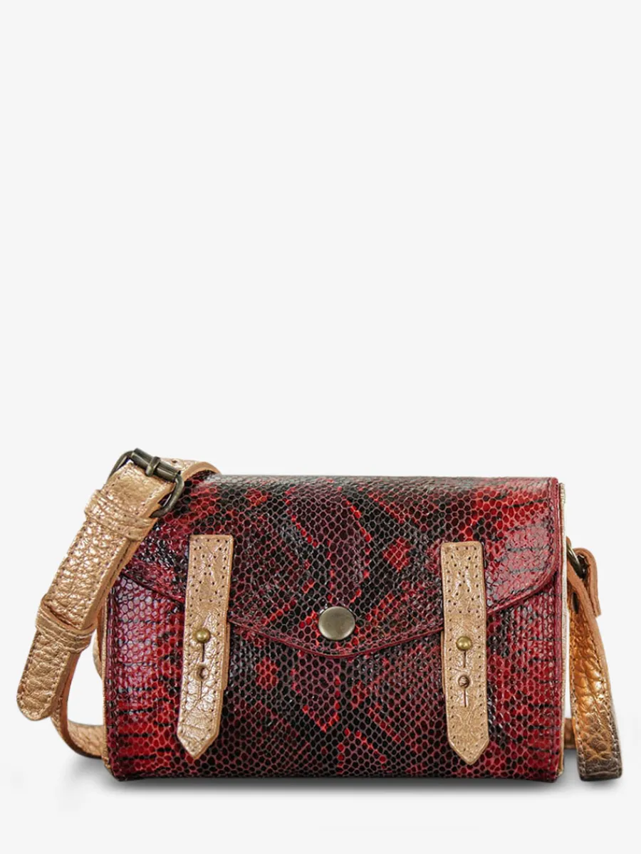 Femme PAUL MARIUS Mini Sacs | Lemini Indispensable Python - Rouge Grenat